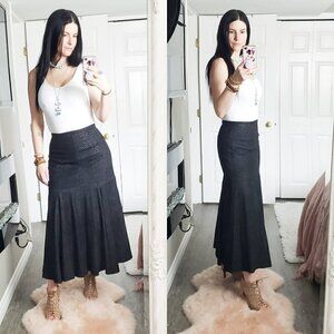 Vintage * Neto Black on Black Print Leather Skirt